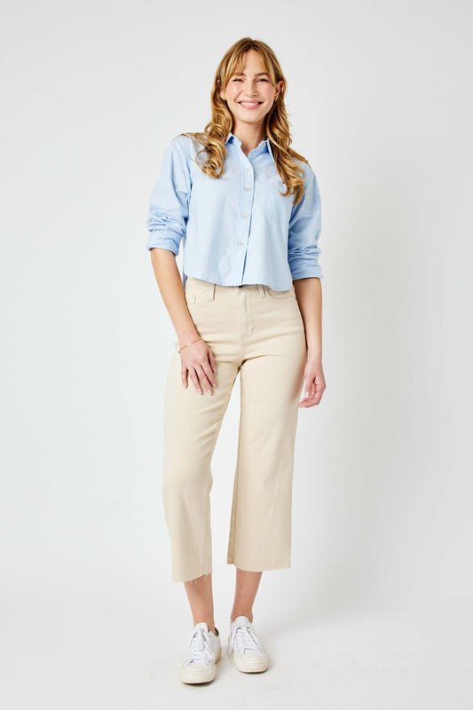 Judy Blue Garment Dyed Crop Wide Leg Jeans 88802