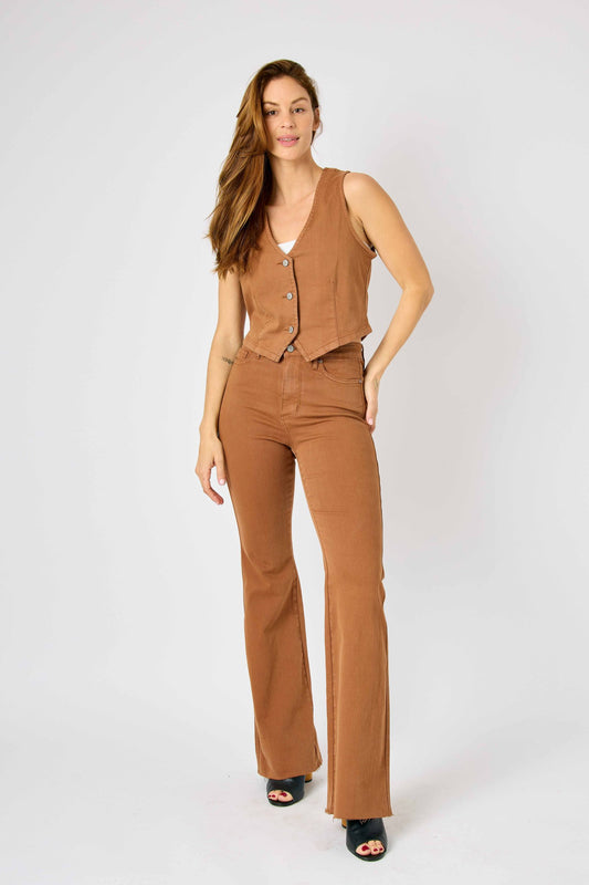 Judy Blue Tummy Control Brown Flare Jeans 88832