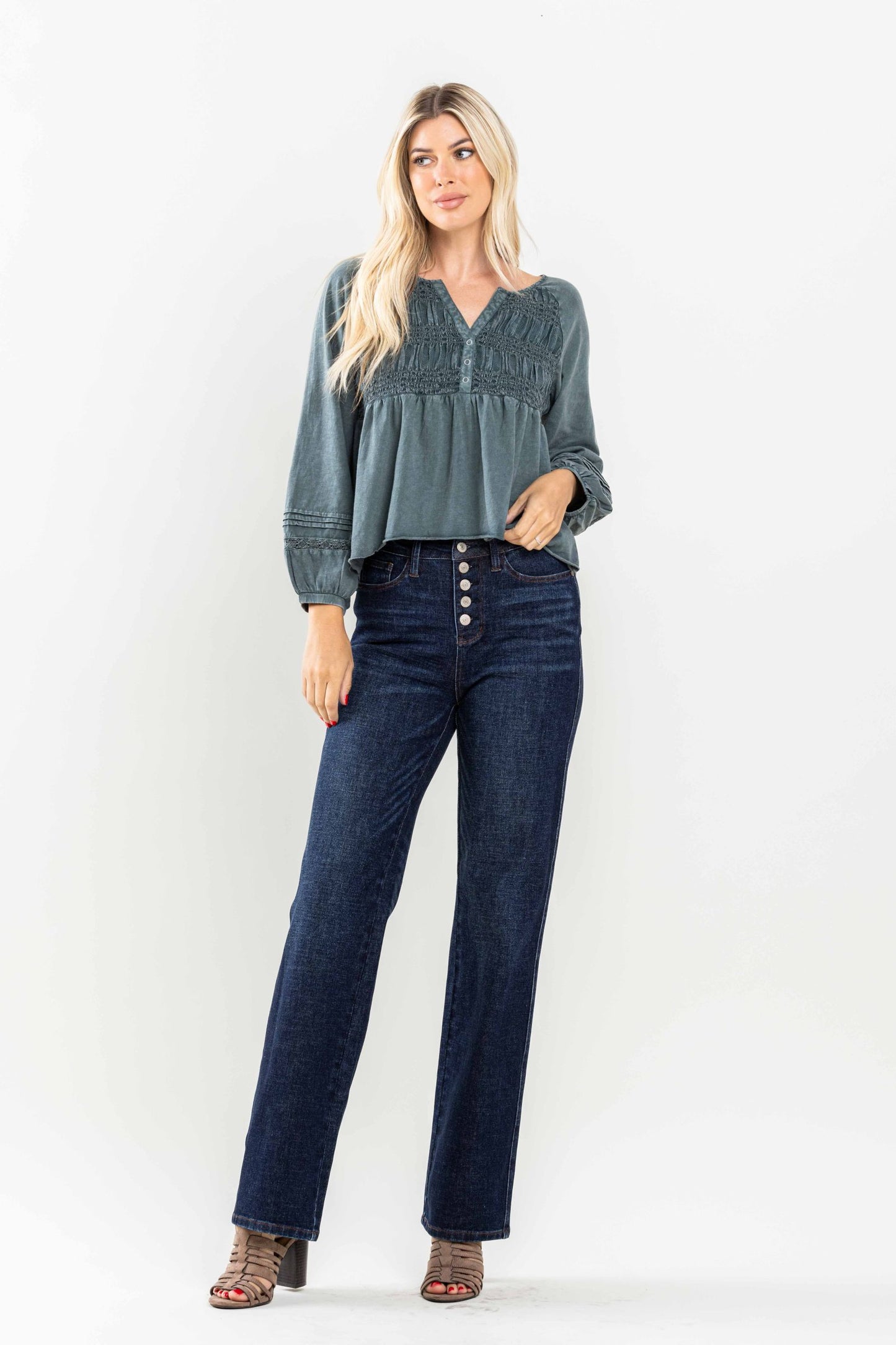 Judy Blue Button Fly Straight Fit Jeans 88598